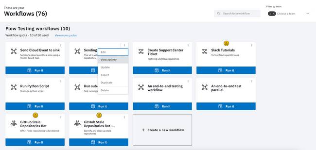Workflows Page