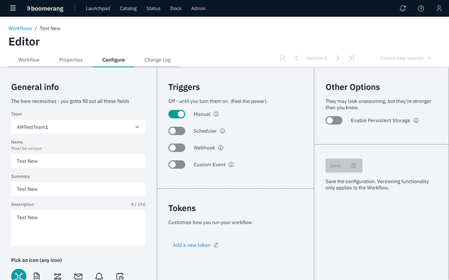 Configure tab